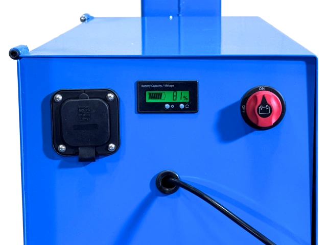 Extended Reach Drum Palletizer for RIMMED drum. Has 12V Battery Power lift to raise drum up to 19" (48.25 cm). 600 Lb. capacity.