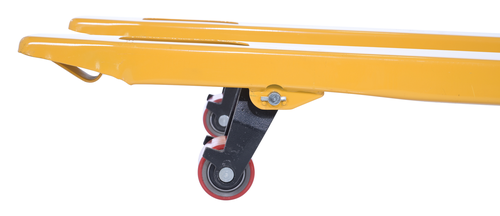 Steel Economy Pallet Truck Hand and Foot Release 62 In. x 29 In. x 48 In. 4,400 Lb. Capacity Yellow