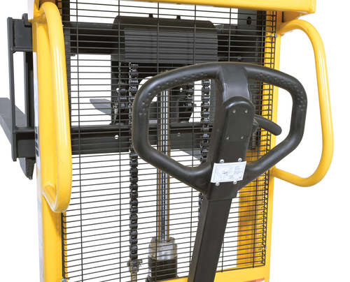 Steel Manual Stacker Adjustable Forks/Legs 550 Lb. Capacity Black / Yellow