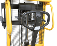 Thumbnail for Steel Manual Stacker Adjustable Forks/Legs 550 Lb. Capacity Black / Yellow