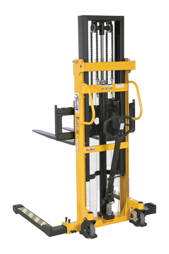 Steel Manual Stacker Adjustable Forks/Legs 2,200 Lb. Capacity Black