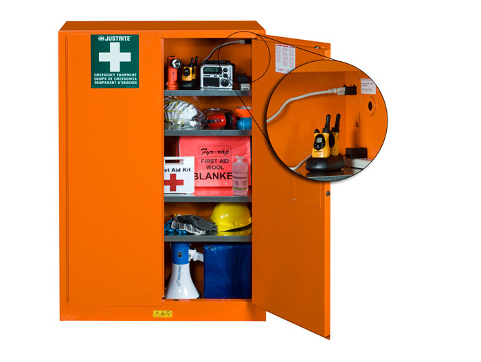 Justrite Emergency Preparedness Cabinet with PowerPort