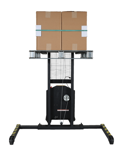 Steel Stacker with Adjustable DC Powered Winch 770 Lb. Capacity Black / Yellow