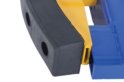 Steel Fork Truck Hook Base 32 In. Length With Steel/Rubber Push Bumper-Attachment to 2 In. Receiver 15 In. x 28 In. x 5-3/4 In Blue/Yellow