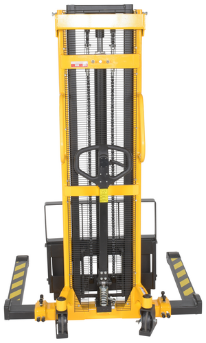 Steel Stacker Manual Pump 2 - 118 In. 1,500 - 2,000 Lb. Capacity Black / Yellow