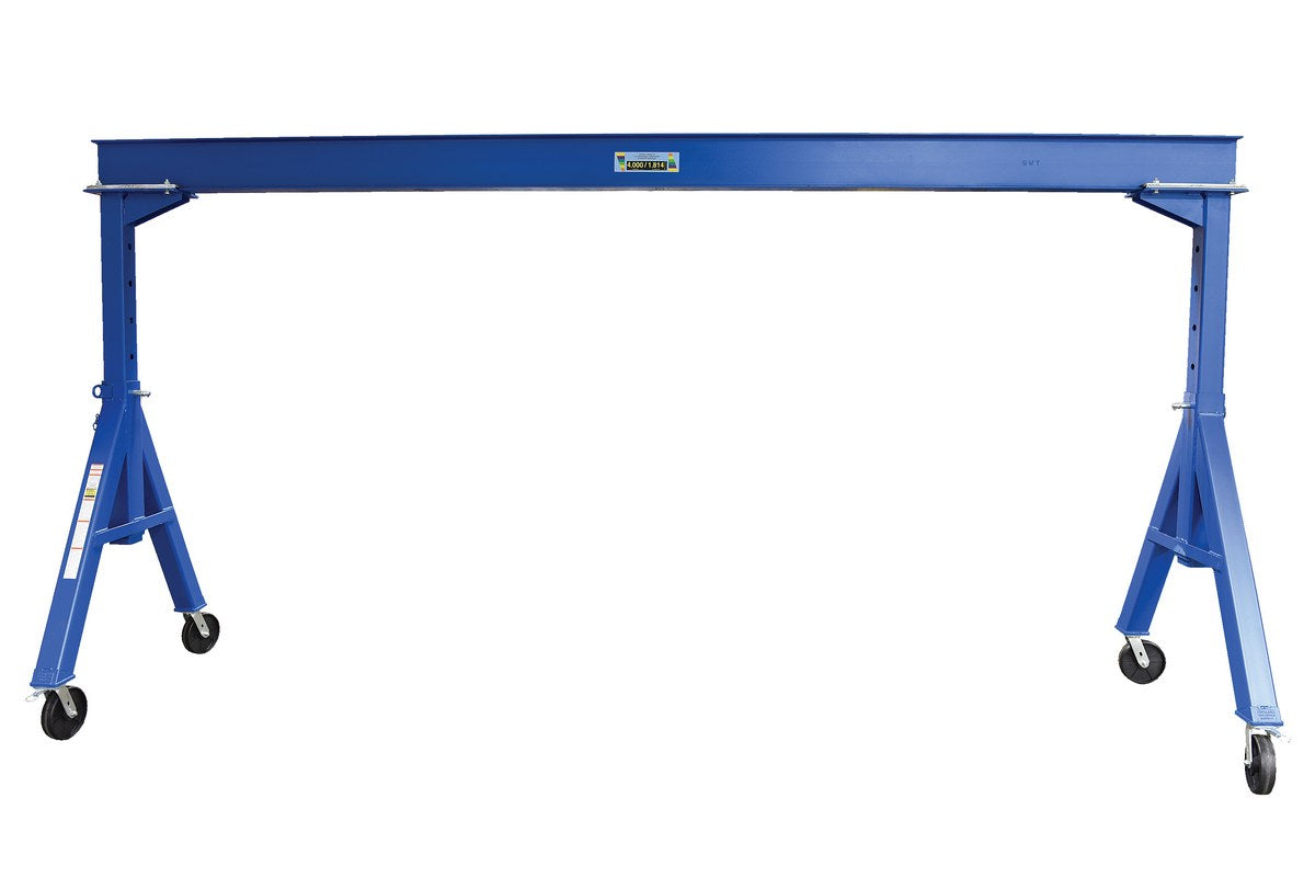Adjustable 4,000 Cap Steel Gantry Crane w/ Length/Height: 15'/8" & I-Beam Range: 5' to 7'