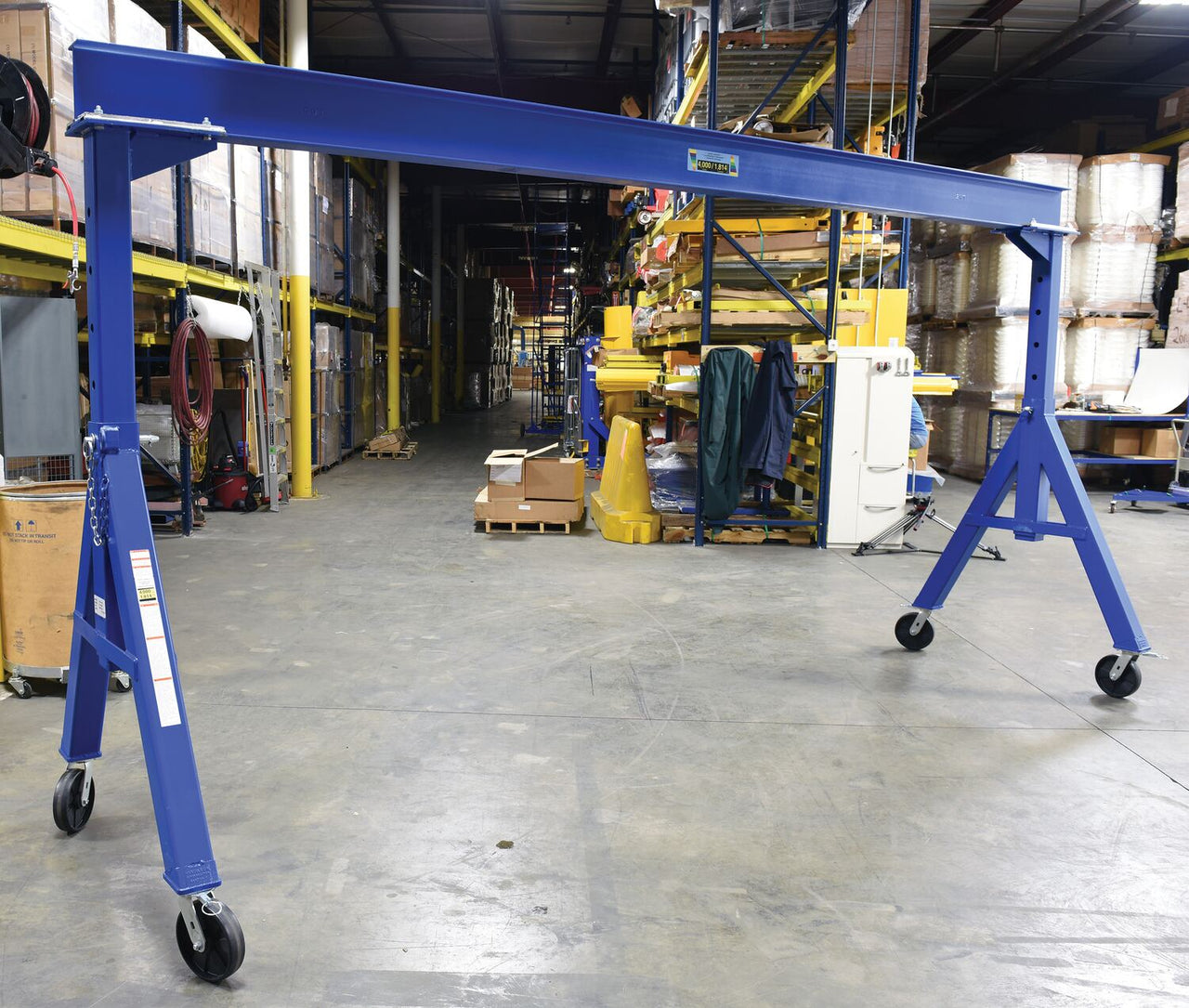 Adjustable 4,000 Cap Steel Gantry Crane w/ Length/Height: 15'/8" & I-Beam Range: 5' to 7'