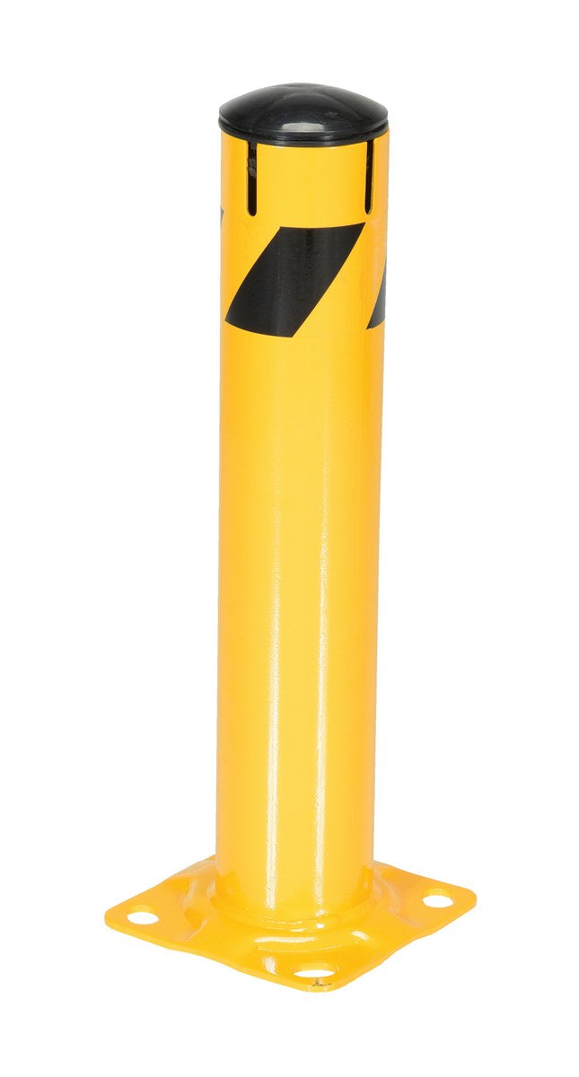 24"H x 4.5"D Steel Pipe Bollard with Chain Slots & Rubber Cap