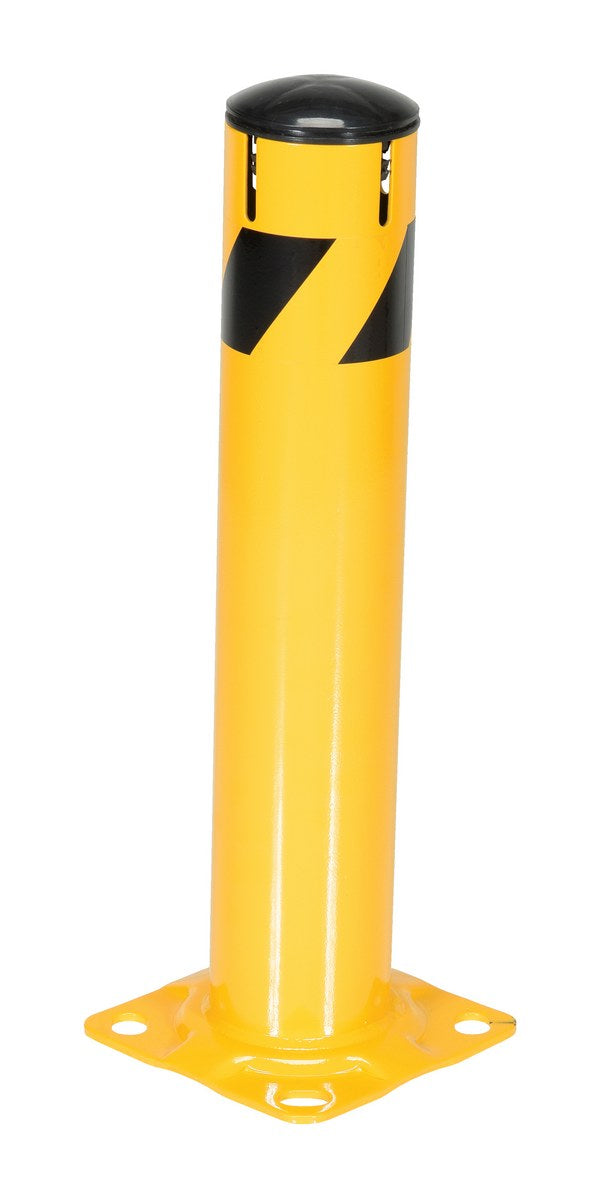 24"H x 4.5"D Steel Pipe Bollard with Chain Slots & Rubber Cap