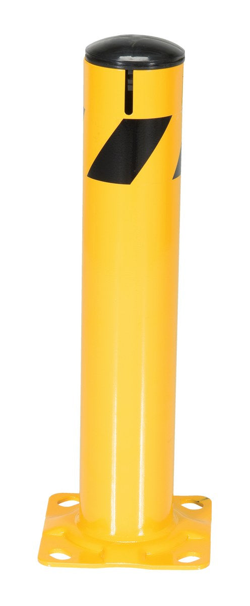 24"H x 4.5"D Steel Pipe Bollard with Chain Slots & Rubber Cap