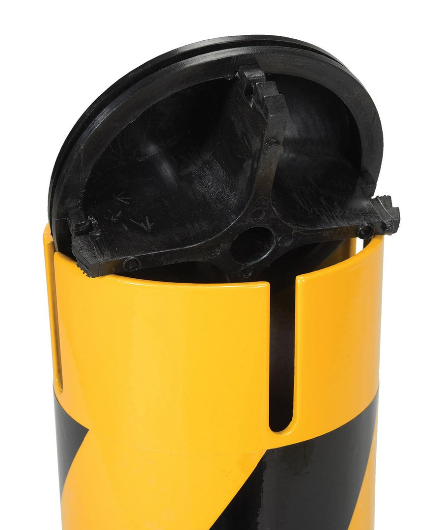 24"H x 4.5"D Steel Pipe Bollard with Chain Slots & Rubber Cap