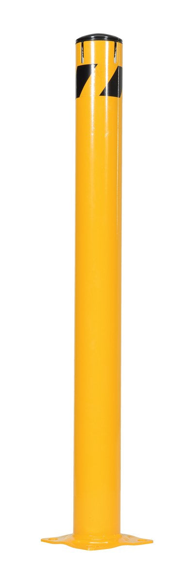 48"H x 4.5"D Steel Pipe Bollard with Chain Slots & Rubber Cap