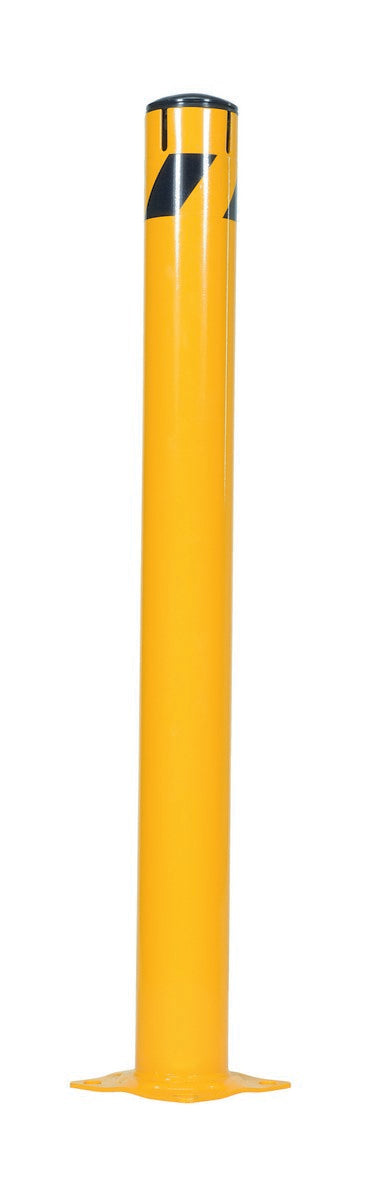 48"H x 4.5"D Steel Pipe Bollard with Chain Slots & Rubber Cap