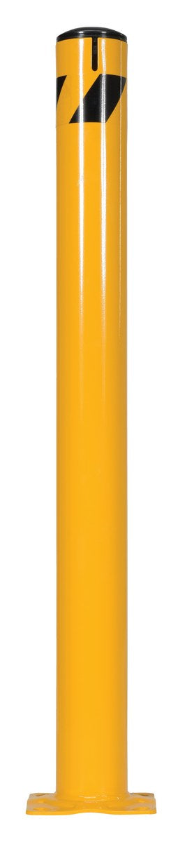 48"H x 4.5"D Steel Pipe Bollard with Chain Slots & Rubber Cap