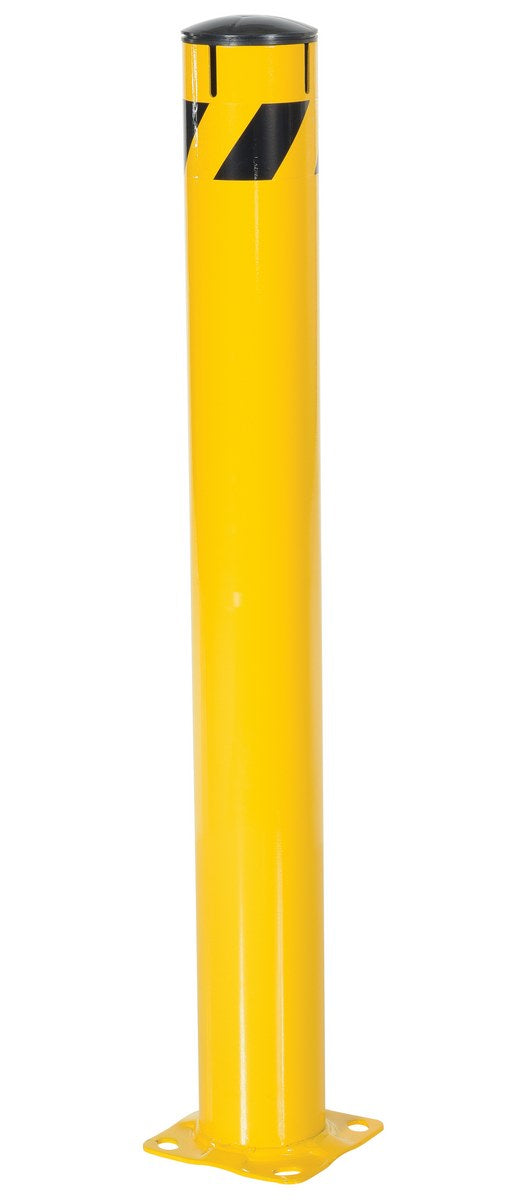 48"H x 5.5"D Steel Pipe Bollard with Chain Slots & Rubber Cap
