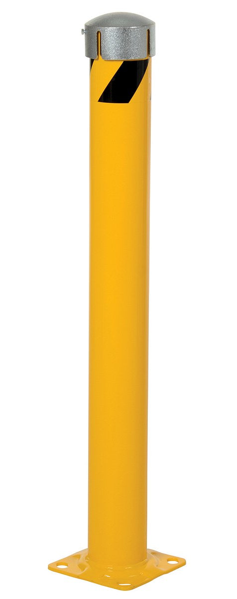 42"H x 4.5"D Steel Pipe Bollard with Chain Slots & Steel Cap