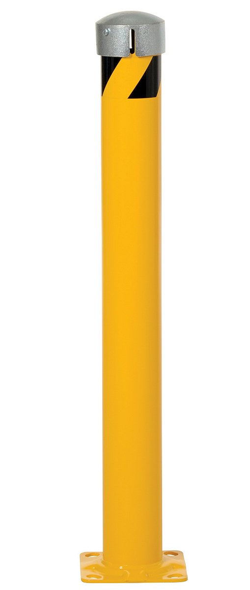 42"H x 4.5"D Steel Pipe Bollard with Chain Slots & Steel Cap