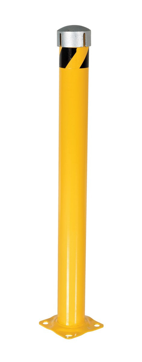 48"H x 4.5"D Steel Pipe Bollard with Chain Slots & Steel Cap