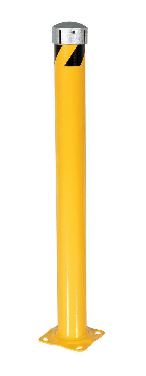 48"H x 4.5"D Steel Pipe Bollard with Chain Slots & Steel Cap