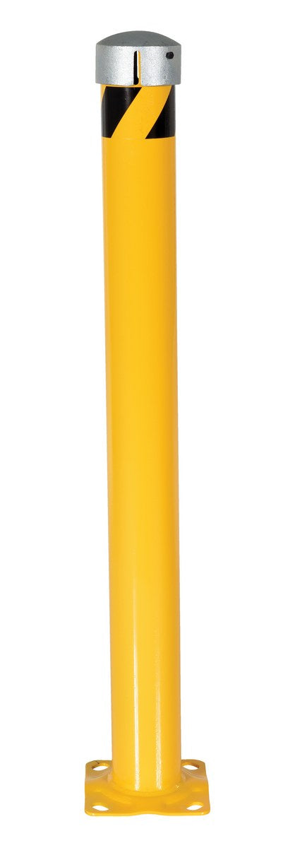 48"H x 4.5"D Steel Pipe Bollard with Chain Slots & Steel Cap
