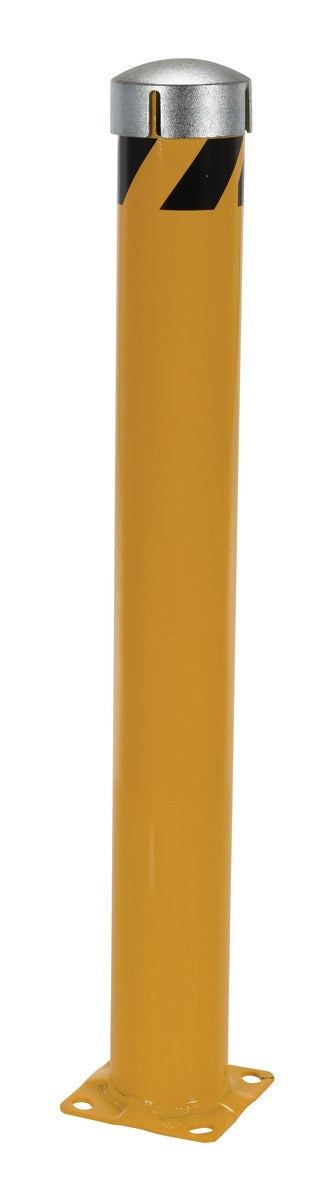 48"H x 5.5"D Steel Pipe Bollard with Chain Slots & Steel Cap