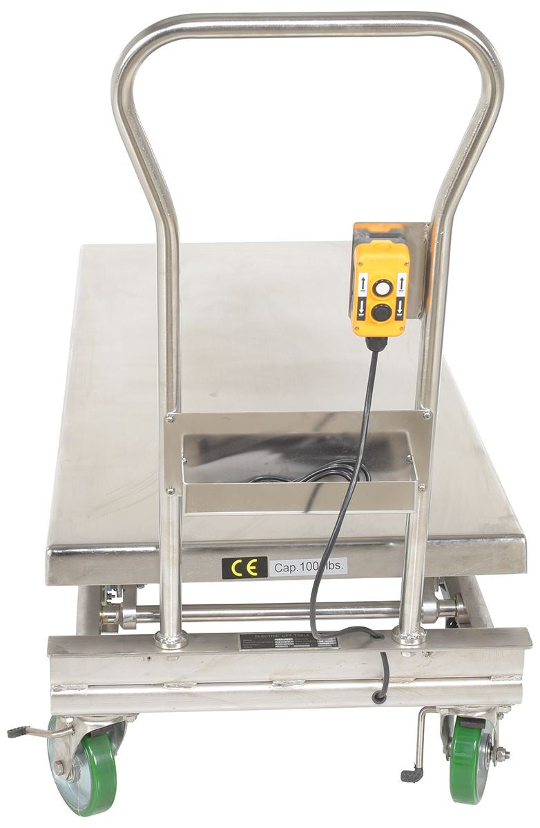 Stainless Steel12V DC Long Deck Cart 1000 Lb. Capacity Silver