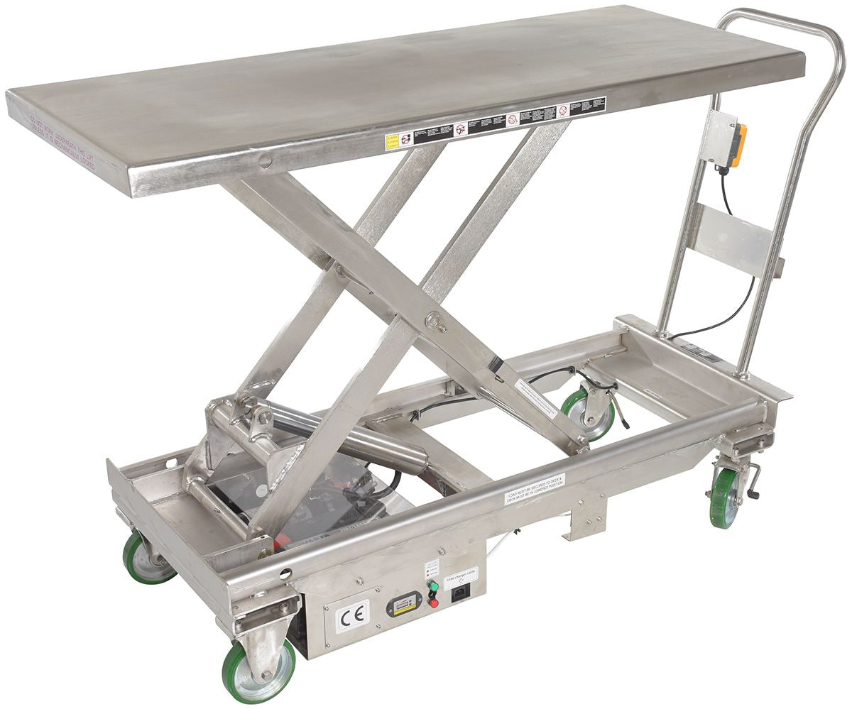 Stainless Steel12V DC Long Deck Cart 1000 Lb. Capacity Silver