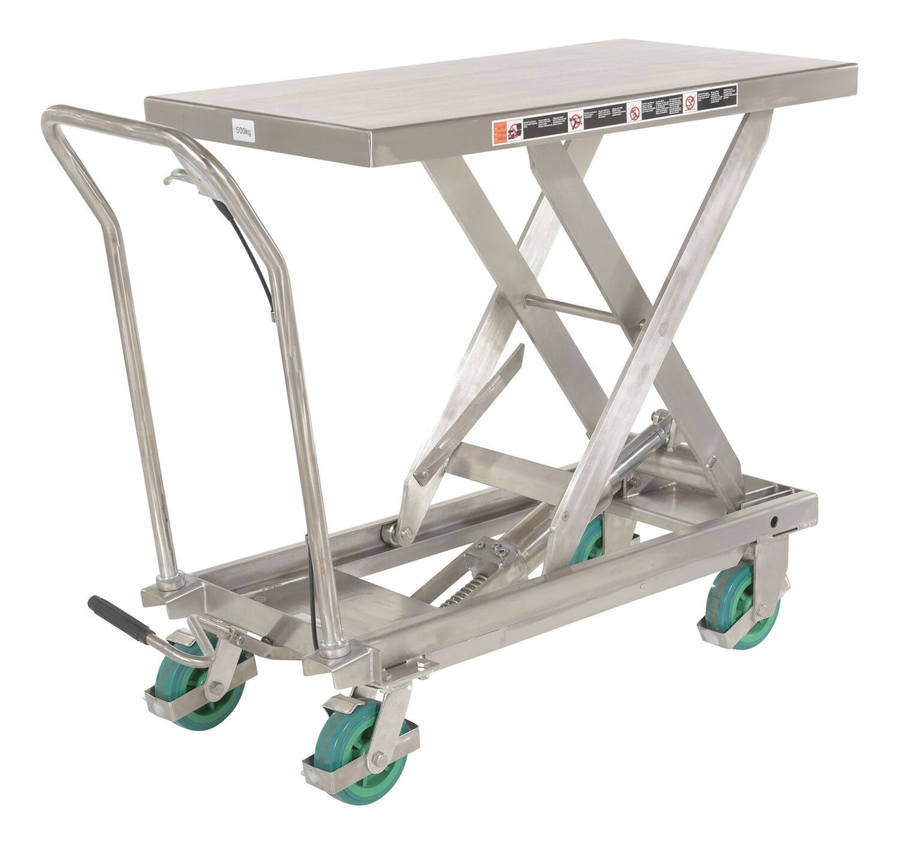 Stainless Steel Scissor 304 Cart 20-1/4 In. x 39-3/8 In. 1000 Lb. Capacity Silver