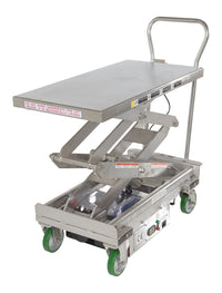Thumbnail for Stainless Steel 12V DC Double Cart 20-1/2 In. x 39-3/4 In. 1000 Lb. Capacity Silver