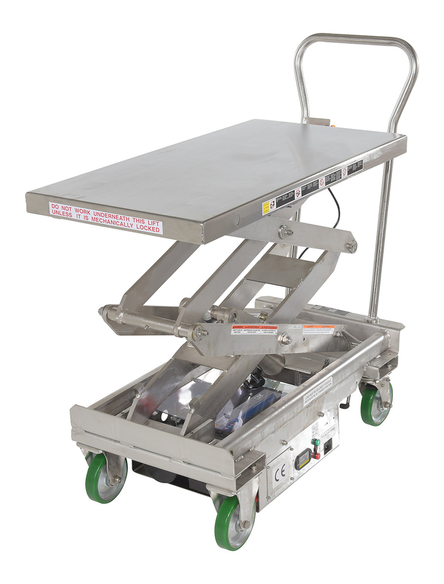 Stainless Steel 12V DC Double Cart 20-1/2 In. x 39-3/4 In. 1000 Lb. Capacity Silver