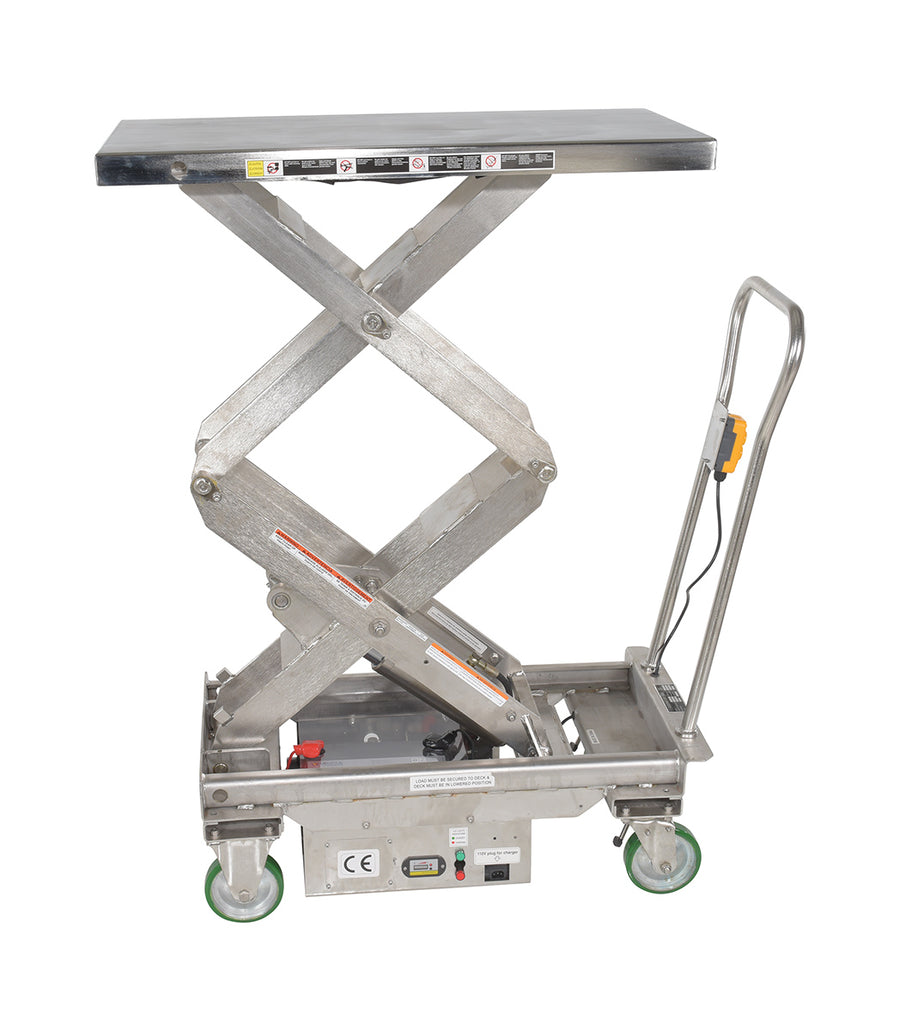 Stainless Steel 12V DC Double Cart 20-1/2 In. x 39-3/4 In. 1000 Lb. Capacity Silver