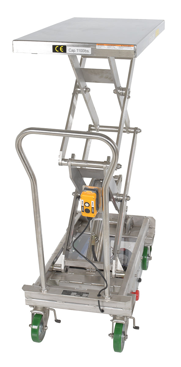 Stainless Steel 12V DC Double Cart 20-1/2 In. x 39-3/4 In. 1000 Lb. Capacity Silver
