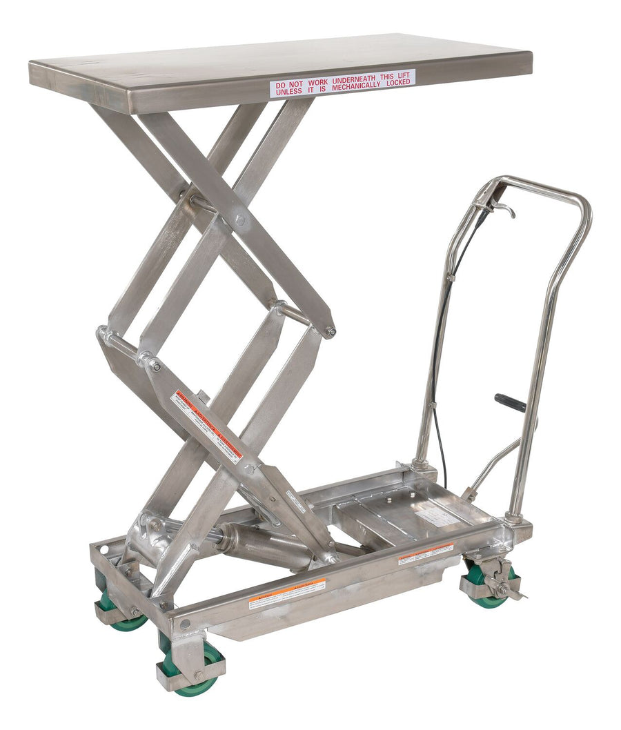 304 Stainless Steel Double Scissor Cart 36-1/4 In. x 19-3/8 In. 600 Lb. Capacity Silver