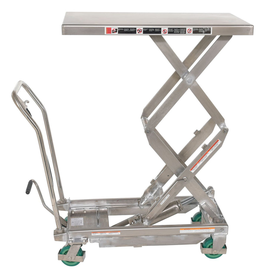 304 Stainless Steel Double Scissor Cart 36-1/4 In. x 19-3/8 In. 600 Lb. Capacity Silver
