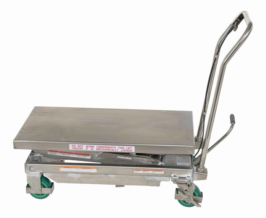 304 Stainless Steel Double Scissor Cart 36-1/4 In. x 19-3/8 In. 600 Lb. Capacity Silver