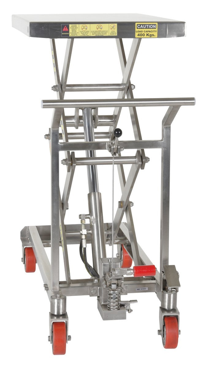 Stainless Steel Scissor Carts 23-5/8 In. x 35-1/2 In. 800 Lb. Capacity Silver