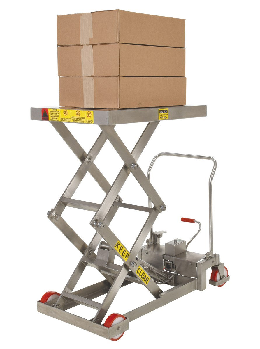 Stainless Steel Scissor Carts 23-5/8 In. x 35-1/2 In. 800 Lb. Capacity Silver