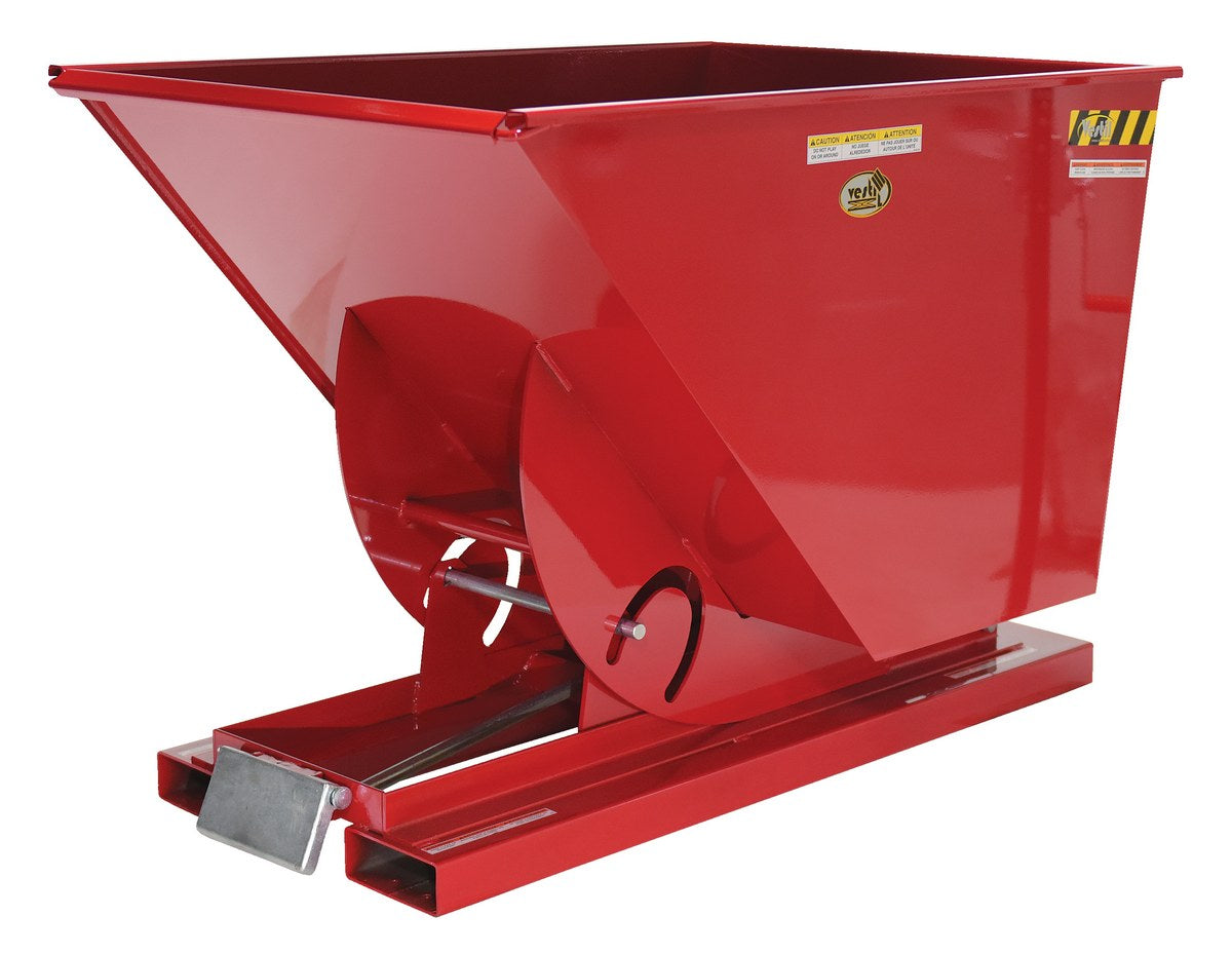 1 CuYd 70 Degree Heavy Duty Self Dumping Hopper w/ Bumper Release - Red