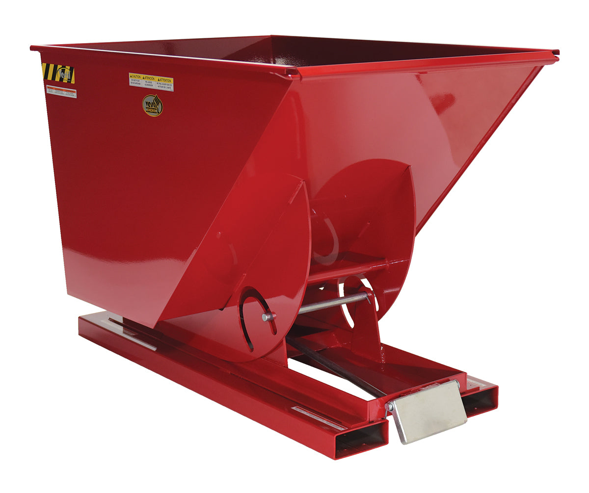 1 CuYd 70 Degree Light Duty Self Dumping Hopper w/ Bumper Release - Red