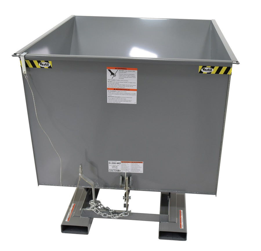 2 CuYd 70 Degree Medium Duty Self Dumping Hopper w/ Bumper Release - Gray