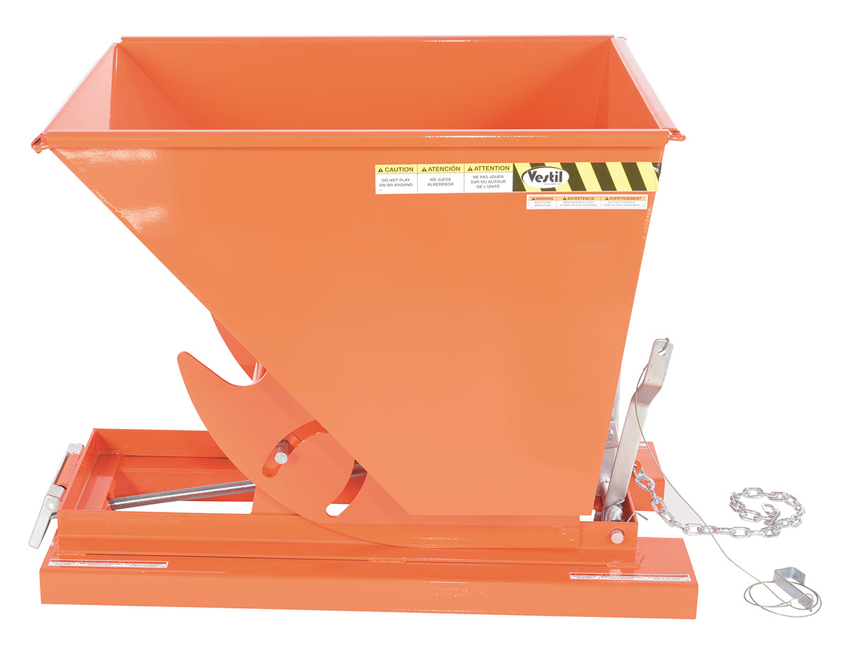 1/2 CuYd 70 Degree Heavy Duty Self Dumping Hopper w/ Bumper Release - Orange