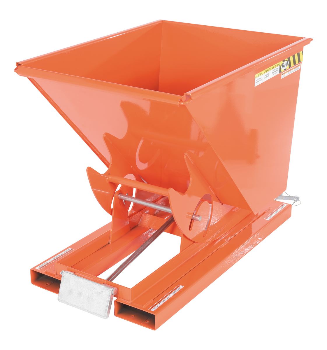 1/2 CuYd 70 Degree Medium Duty Self Dumping Hopper w/ Bumper Release - Orange