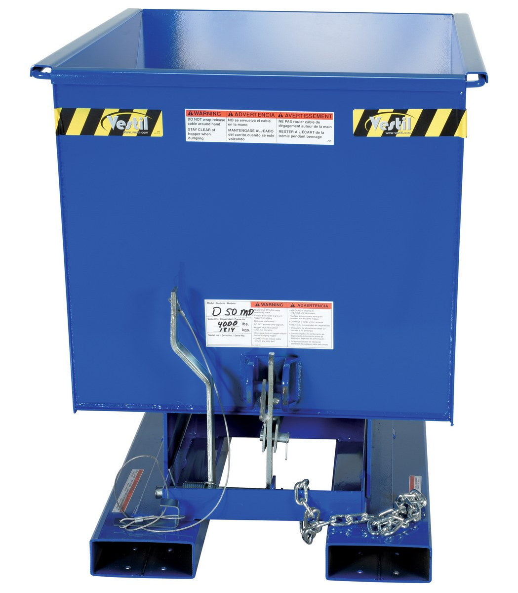 1/2 CuYd 70 Degree Medium Duty Self Dumping Hopper w/ Bumper Release - Blue
