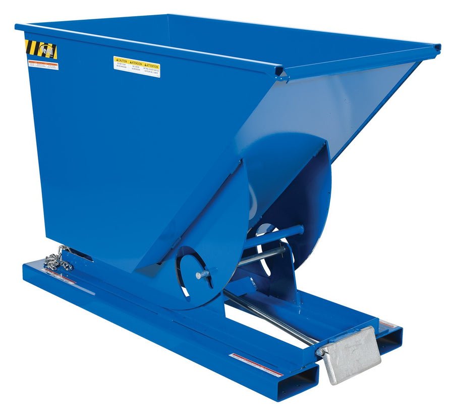3/4 CuYd 70 Degree Medium Duty Self Dumping Hopper w/ Bumper Release - Blue