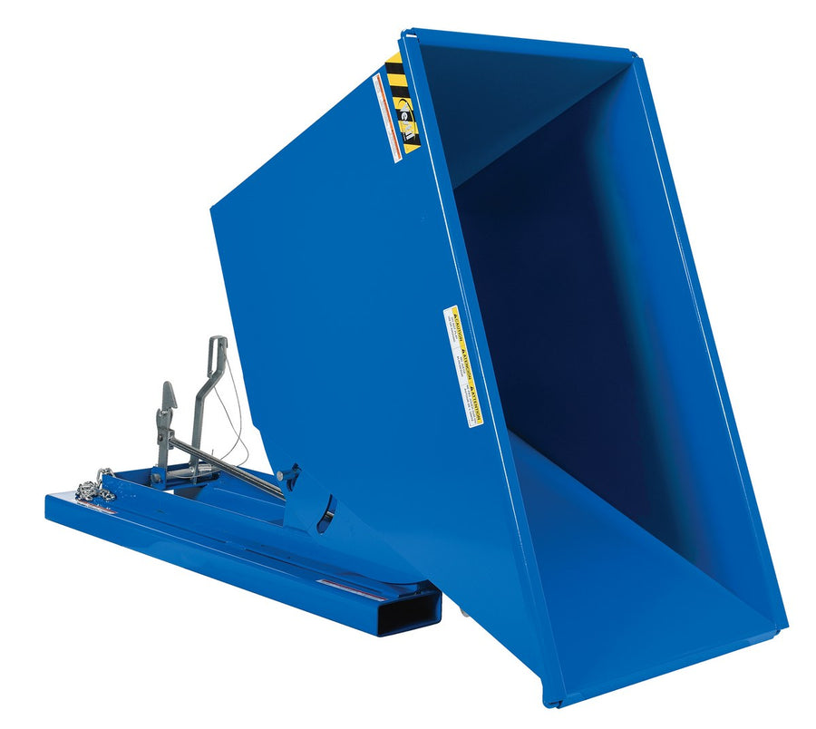 3/4 CuYd 70 Degree Medium Duty Self Dumping Hopper w/ Bumper Release - Blue