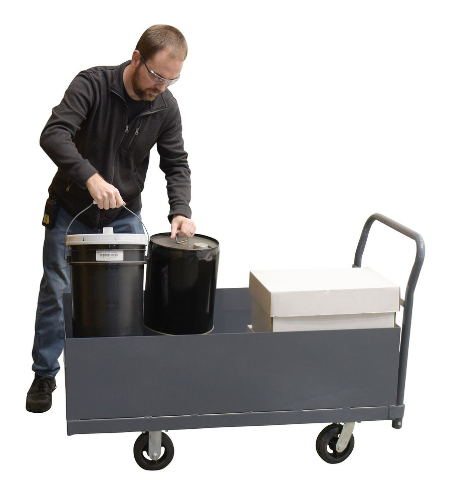 Steel Heavy Duty Deep Box Platform Truck 24x48 12in Sides 2000 Lb. Capacity Gray