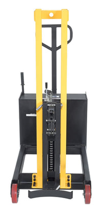 Thumbnail for Steel Manual Drive Manual Lift Counter Balnc Drum Stacker 12V 52 x 26 In. x 58 In. 700 Lb. Cap Yel