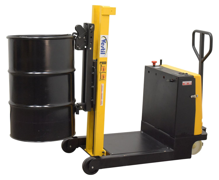 Steel Manual Drive Power Lift Counter Balanc Drum Stacker 12V 52 x 26 In. x 58 In. 700 Lb. Cap Yelw