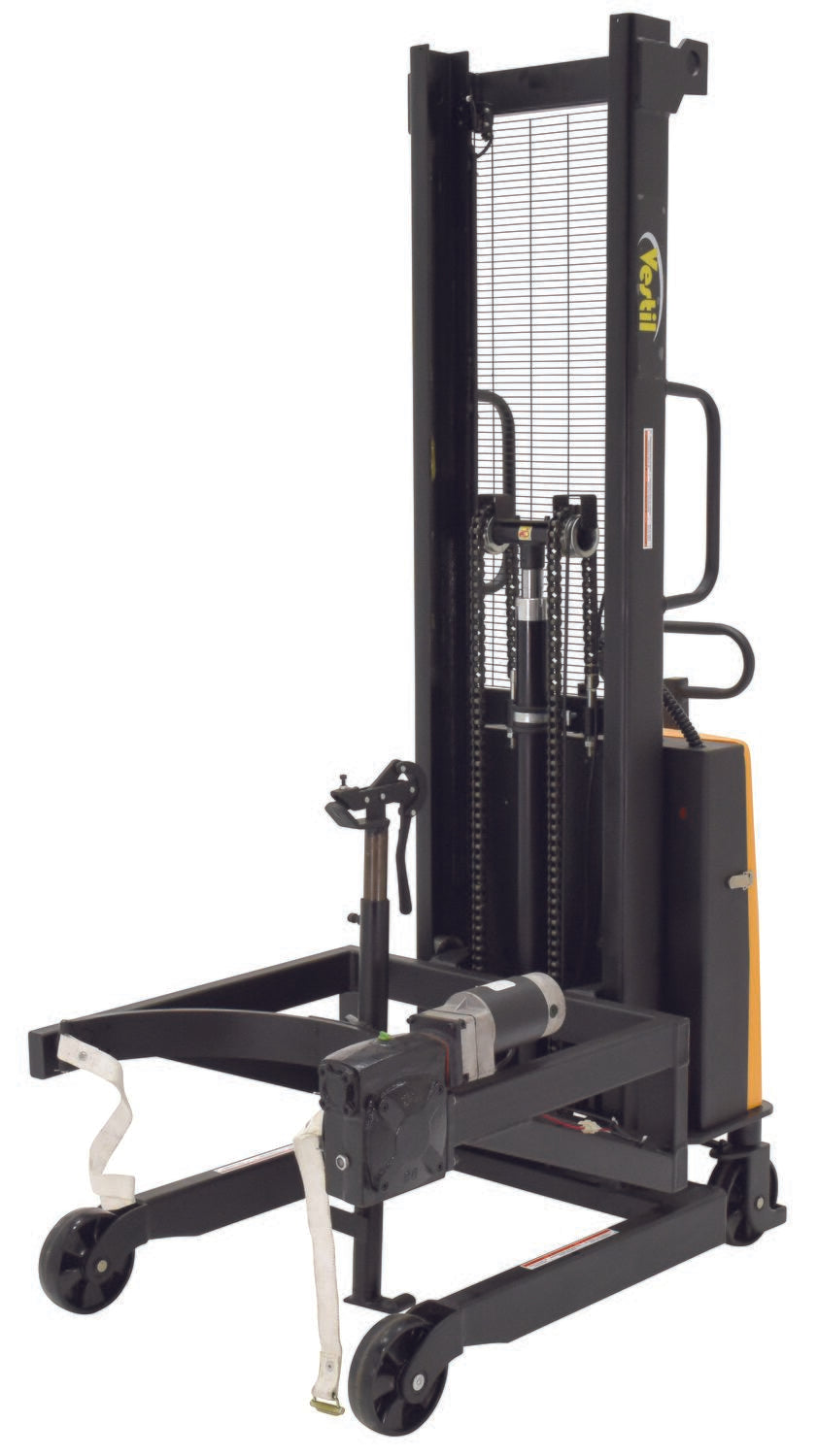 Steel DC Powered Drum Lifter/Rotator/Transport 61 In x 36-1/4 In. x 88 In. 550 Lb. Cap Black/Yellow