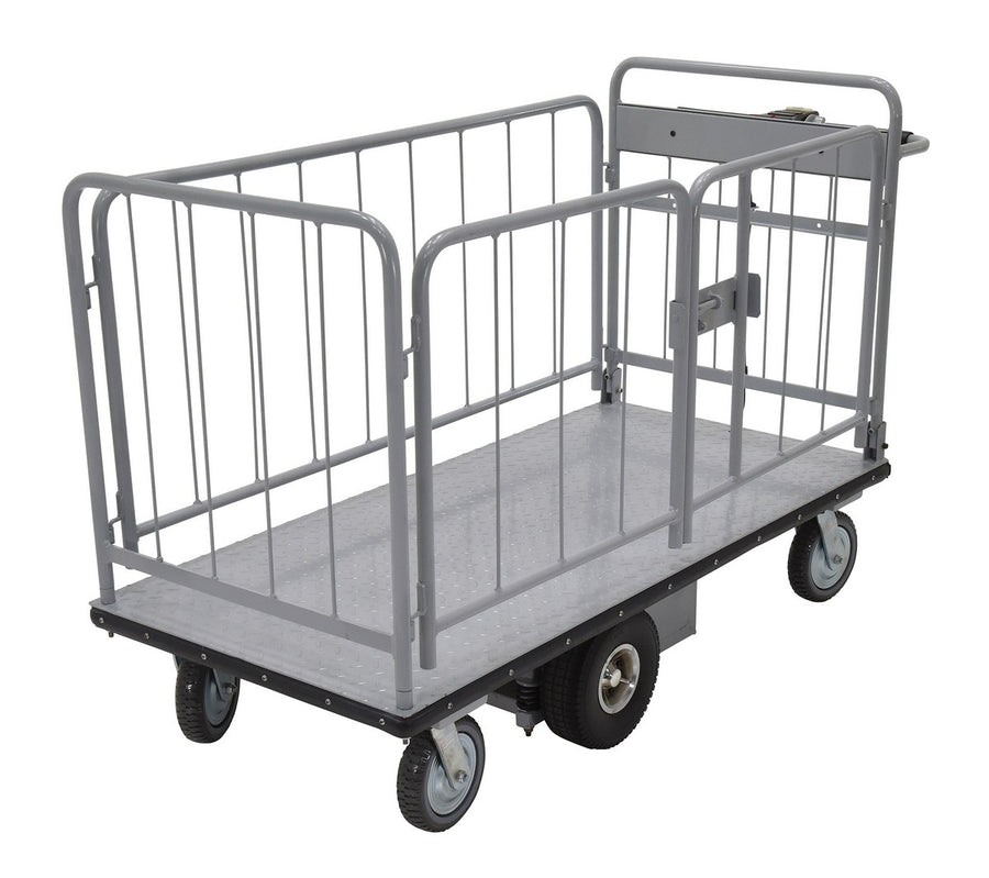 Steel Electric Material Handling Cart with Sides 28 In. x 60 In. 1500 Lb. Capacity Gray